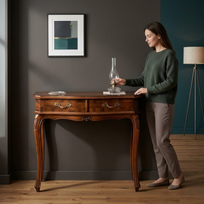 Tavolo console cassettiera barocco rococò comò in legno design mobiletto da appoggio