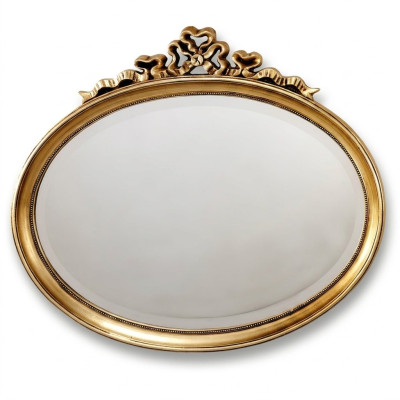 Specchio Classico Ovale in Legno Specchio da Parete Design Oro Nuovo per Soggiorno
