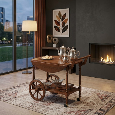 Tavolino da servizio in legno massiccio di lusso di classe antico stile barocco rococò.