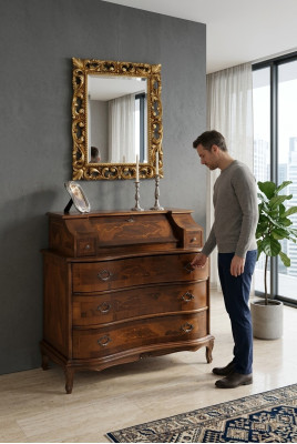 Comò in legno, mobili in stile italiano di lusso, comò in stile barocco antico nuovo.