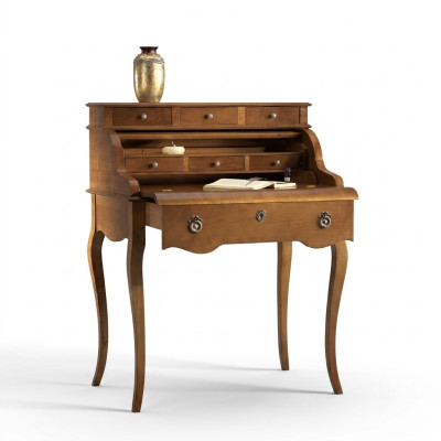 Scrivania barocca in legno nobile con stile antico rococò per ufficio.   Scrivania barocca in legno pregiato con stile antico rococò per ufficio.