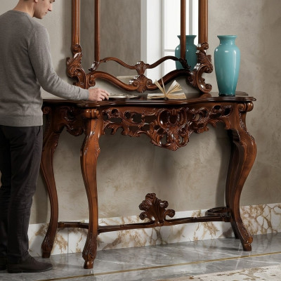 Tavolo consolle in legno di design Tavolo da console di lusso Consolle italiane di lusso Mobili italiani
