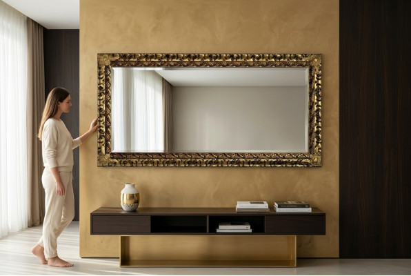 Specchio italiano classico design di mobili designer specchio da parete in legno oro nuovo xxl.
