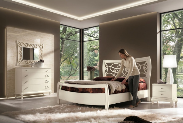 Letto Letti matrimoniali Letto moderno Struttura letto Letti in legno Hotel Cornice letto Bianco Mobili