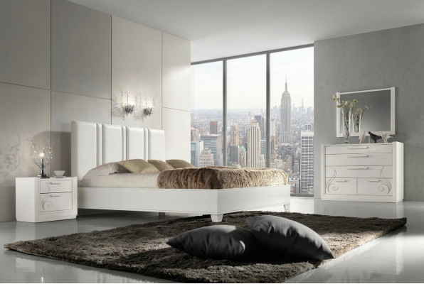 Camera da letto Letto Comodino Gruppo Letti Cornice del letto di lusso in legno Design Set 3 pezzi