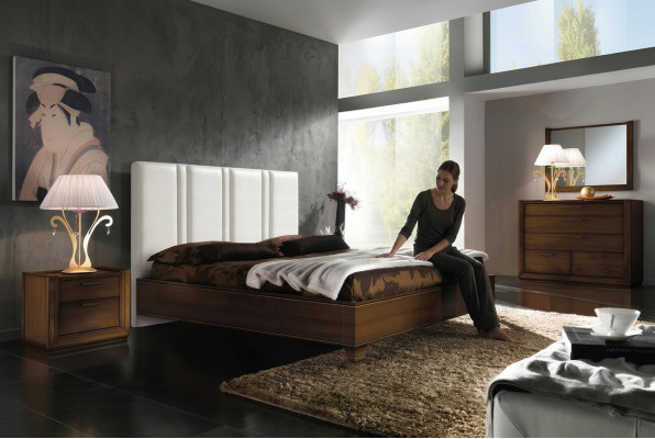 Camera da letto Letto Comodino Comò Specchio Letti imbottiti doppi Lusso 5 pezzi.