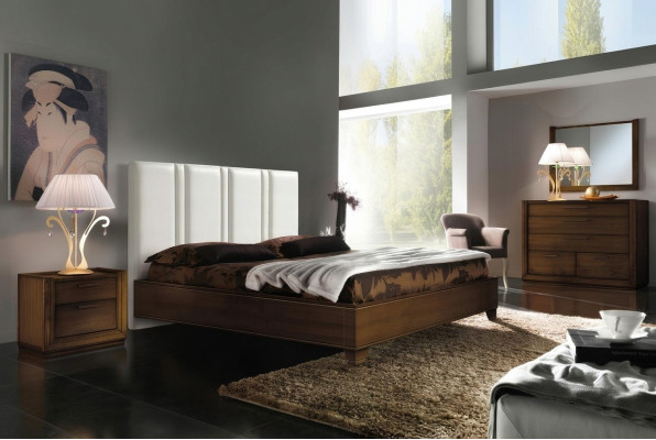 Camera da letto Letto Comodino Comò Specchio Letti imbottiti doppi Lusso 5 pezzi.