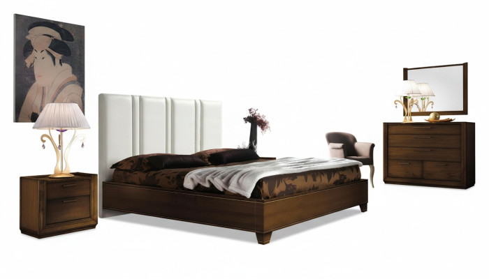 Camera da letto Letto Comodino Comò Specchio Letti imbottiti doppi Lusso 5 pezzi.