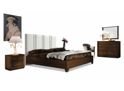 Camera da letto Letto Comodino Comò Specchio Letti imbottiti doppi Lusso 5 pezzi.