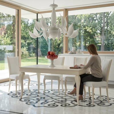 Sala da pranzo Tavolo da pranzo Sedia Mangiare Tavolo Design Gruppo Tavoli Legno Moderno Set 5 pezzi.