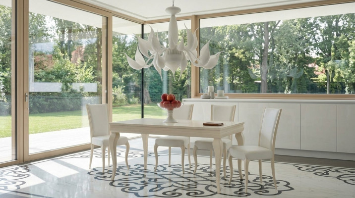 Sala da pranzo Tavolo da pranzo Sedia Mangiare Tavolo Design Gruppo Tavoli Legno Moderno Set 5 pezzi.