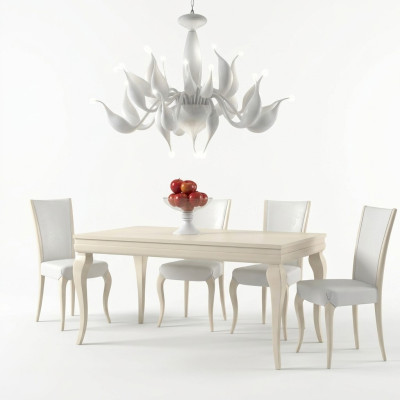 Sala da pranzo Tavolo da pranzo Sedia Mangiare Tavolo Design Gruppo Tavoli Legno Moderno Set 5 pezzi.