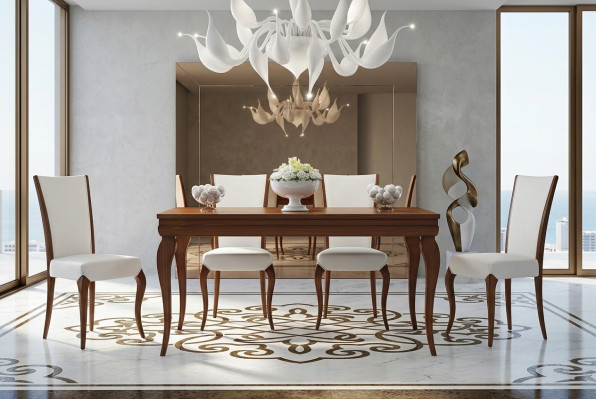 Sala da pranzo Tavolo da pranzo Sedia Estensibile Tavolo Tavoli Gruppo Legno Design Set 5 pezzi.