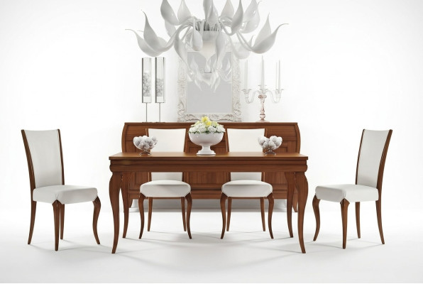 Sala da pranzo Tavolo da pranzo Sedia Estensibile Tavolo Tavoli Gruppo Legno Design Set 5 pezzi.