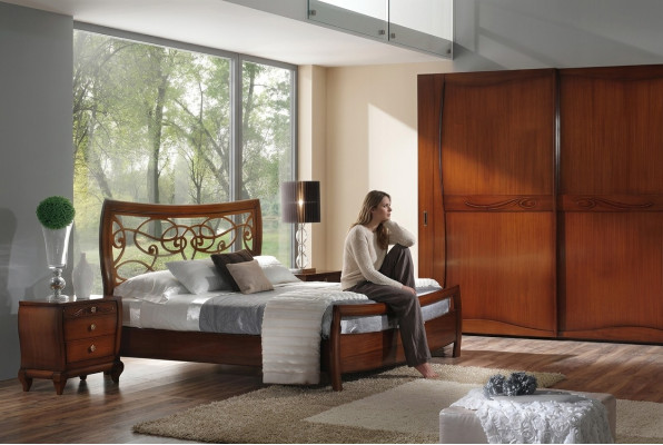 Camera da letto Letto Comodino Letti Matrimoniali Hotel Design Legno Set 3 pezzi