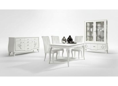 Sala da pranzo Tavolo da pranzo Sedia Comò Vetrina Set tavolo in legno Tavoli di lusso 7 pezzi.