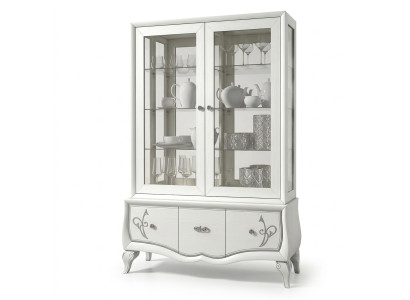 Vetrina di lusso in vetro, mobile antico di stile moderno in legno Vetrine italiane.