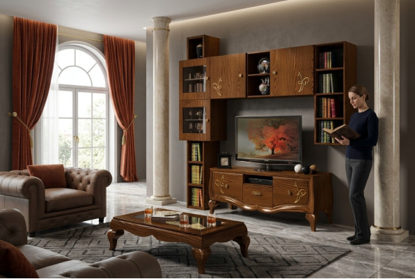 Classico gruppo rtv Set Soggiorno Vetrina tv Moderno Mobile in legno Stile armadio.
