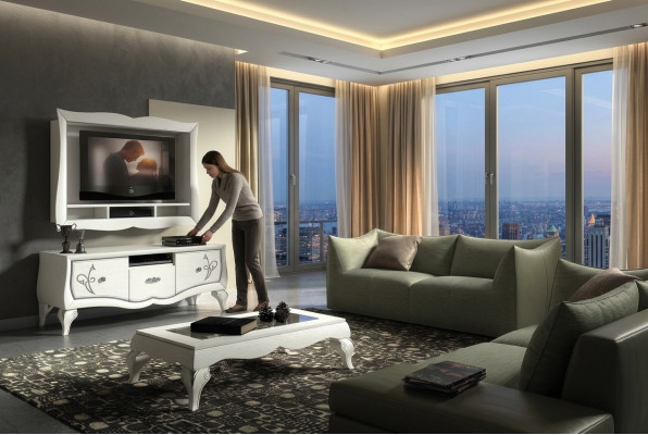 Mobile porta TV di lusso in legno moderno di design sideboard tv credenza nuova.