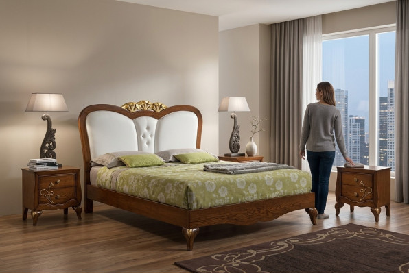 Camera da letto Letto Comodino Legno Design Letti Comodini Set 3 pezzi. Set di mobili