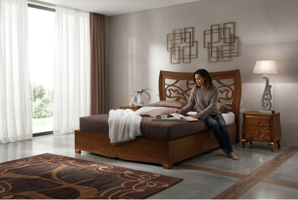 Letto matrimoniale Letti Struttura letto Letto Legno Matrimoniale Camera da letto Marrone Moderno 160x200