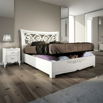 Telaio del letto Letto matrimoniale Letto di lusso Letti in legno Cornice del letto Bianco Design Moderno Nuovo