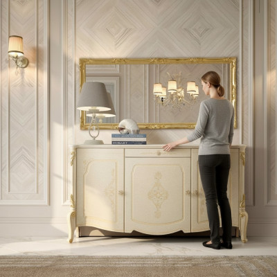 Mobili di design in stile barocco cassettone credenza sideboard legno italiano low sideboard.