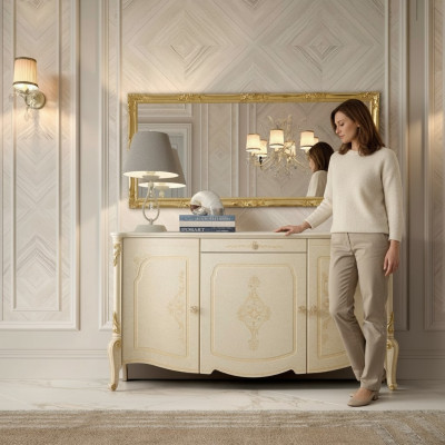 Mobile specchio credenza in legno mobile design mobile stile comò set 2 pezzi.