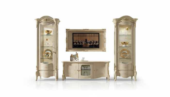 Vetrina classica Vetrine Armadio di lusso in stile italiano in legno Nuovo con vetro