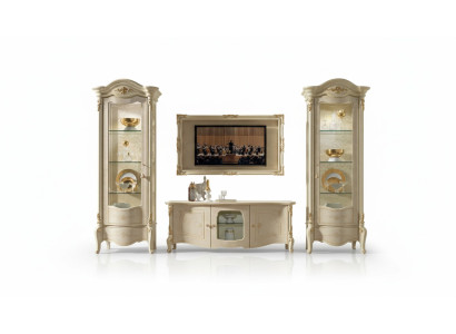 Vetrina classica Vetrine Armadio di lusso in stile italiano in legno Nuovo con vetro