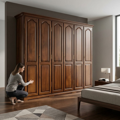 Legno massello Vaccari cav giovanni Armadio a porta scorrevole per camera da letto