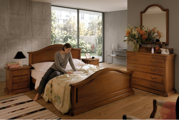 Letto Comodino Armadio Armadio Camera da letto Comò Legno naturale Nuovo Set 5 pezzi.