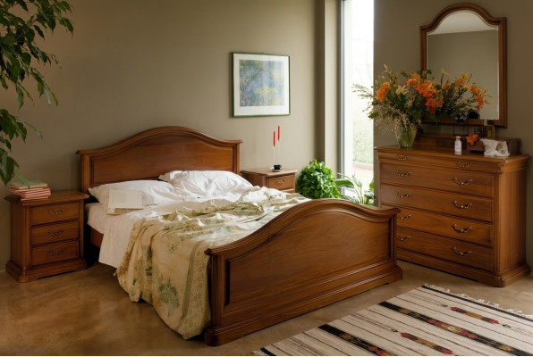 Letto Comodino Armadio Armadio Camera da letto Comò Legno naturale Nuovo Set 5 pezzi.