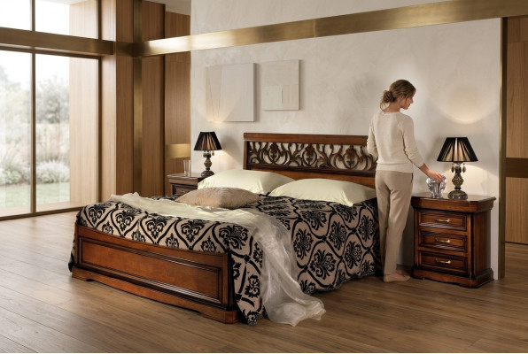 Camera da letto italiana Mobili Letto Comodino Letto in legno massello Set di 3 pieces