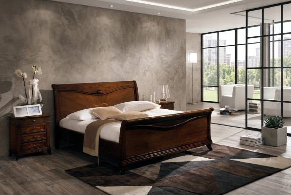 Letto classico Mobili di lusso Letti Arredamento da camera Comodino 2x 3 pezzi.
