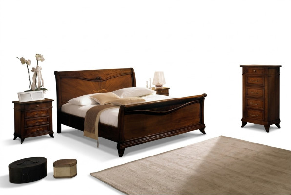 Letto classico Mobili di lusso Letti Arredamento da camera Comodino 2x 3 pezzi.