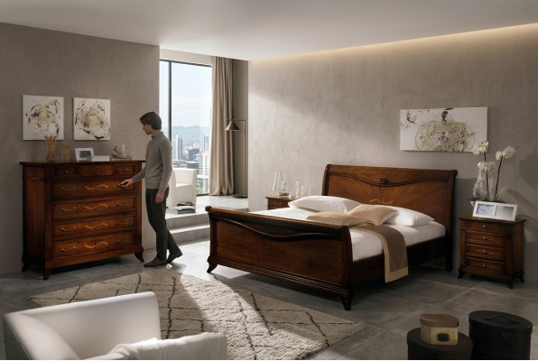 Letto classico di lusso Chesterfield in pelle per camera da letto in stile antico per hotel.