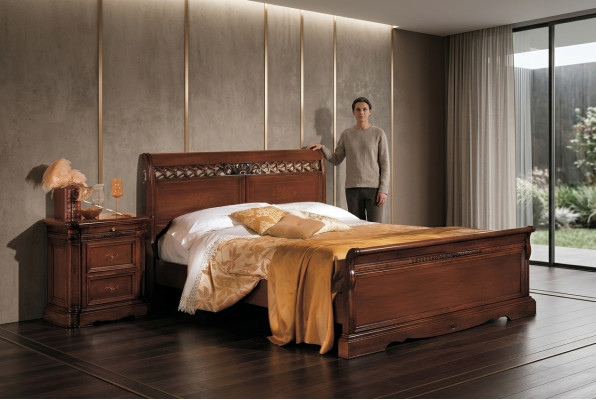 Letto matrimoniale in legno massello Mobili da camera da letto Design Letto Vaccari cav giovanni