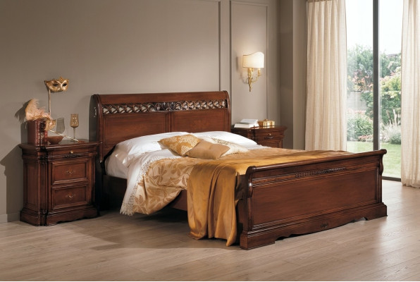 Letto matrimoniale in legno massello Mobili da camera da letto Design Letto Vaccari cav giovanni