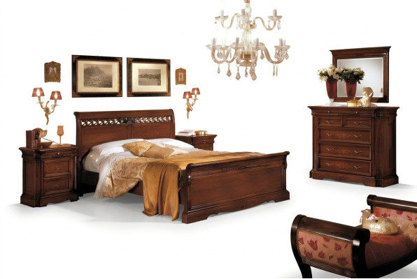 5 pezzi set di mobili per la camera da letto Letto 2 comodini Cassettiera con specchio Marrone Nuovo