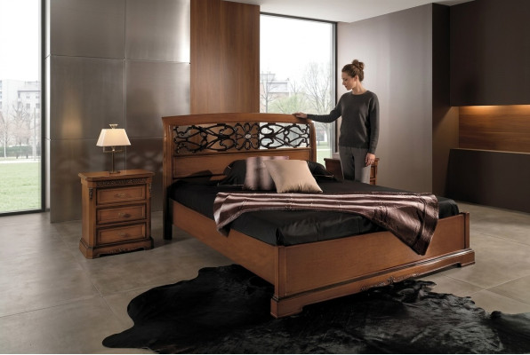 Legno Letto matrimoniale Letti Legno massello Camera da letto Mobili Vaccari cav giovanni Letto.