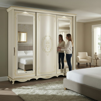 Armadio camera da letto Specchio Armadi Armadio Bianco Legno Italia