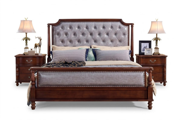 Camera da letto Letto Comodino Letti Legno Gruppo Design Doppio Set 3 pezzi.