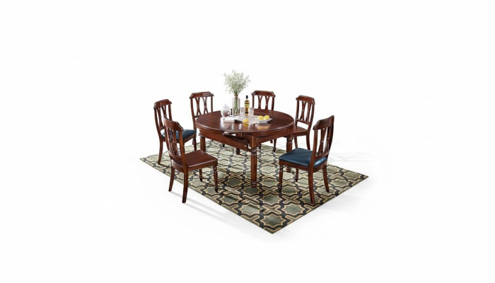 Set completo di tavolo da pranzo + 6 sedie, gruppo da sala da pranzo in legno.   Set completo di tavolo da pranzo + 6 sedie, gruppo per la sala da pranzo in legno.