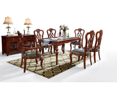 Set completo di 6 sedie da pranzo in legno di lusso gruppo di mobili barocchi.