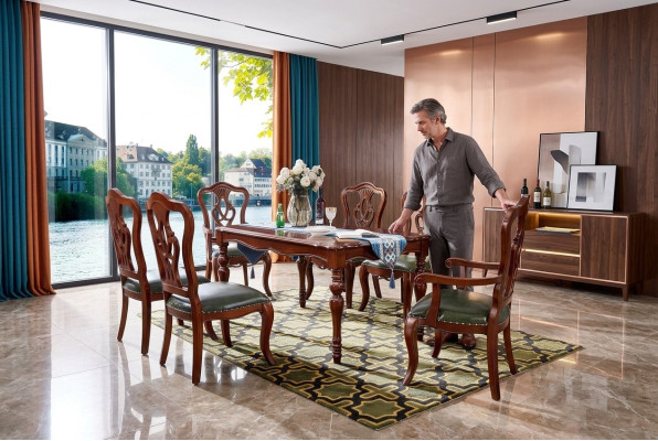 Tavolo Tavolo da pranzo Design Mobili Sala da pranzo Tavolo in legno Stile di campagna di lusso