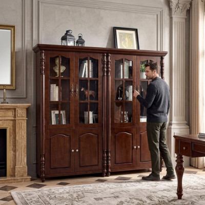 Mobile oggetto in legno libreria vetrina armadio scaffale biblioteca armadietto 2 pezzi