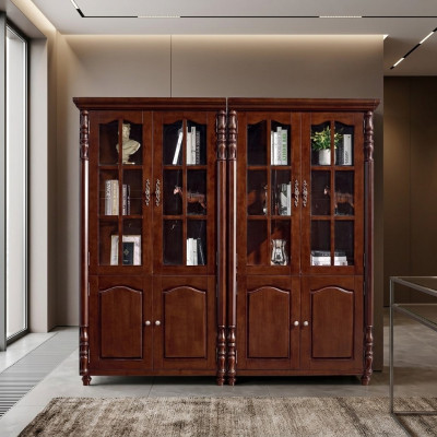 Mobile oggetto in legno libreria vetrina armadio scaffale biblioteca armadietto 2 pezzi