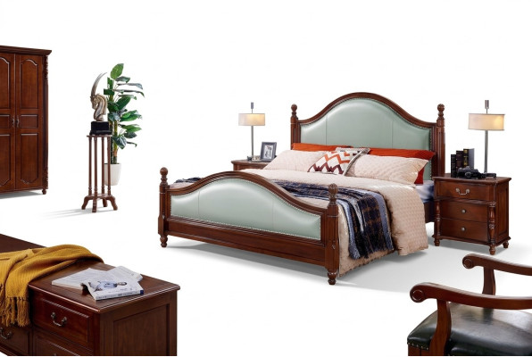 Letto di design Mobili di lusso 2 comodini Set camera da letto 3 pezzi