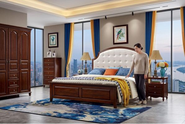 Set di lusso 3 pezzi. Letto con 2 comodini Camera da letto Letti in legno Struttura letto
